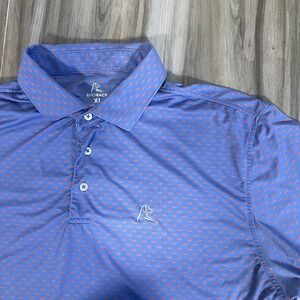 Rhoback Mens Performance Polo Shirt Blue Pink AOP Golf Top XL Casual